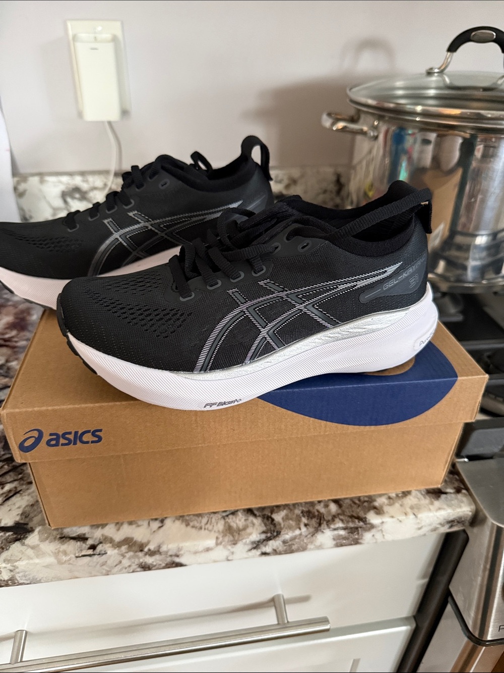 Asics Black and White Women's Running Sneakers, Wide size 5-Brand New!!